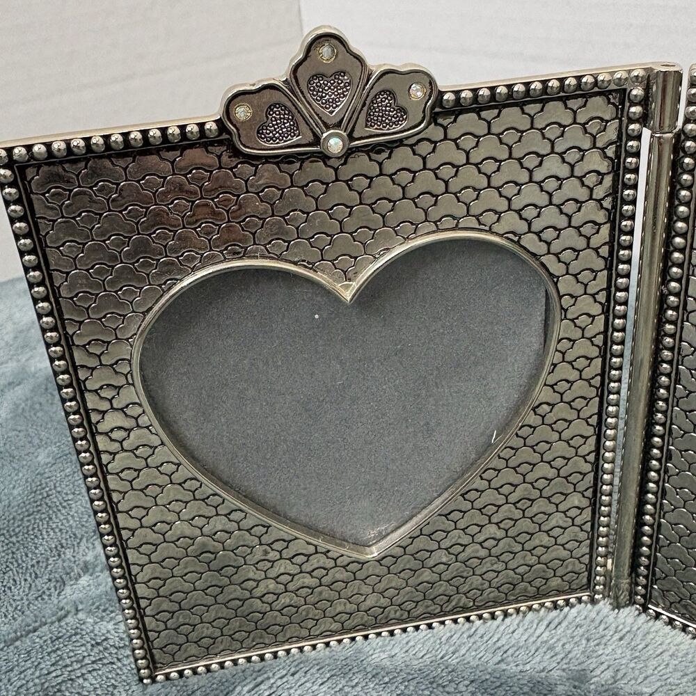 Things Remembered 3 Panel Silver Photo Frame Swarovski Crystals Engraved - Picture 2 of 9